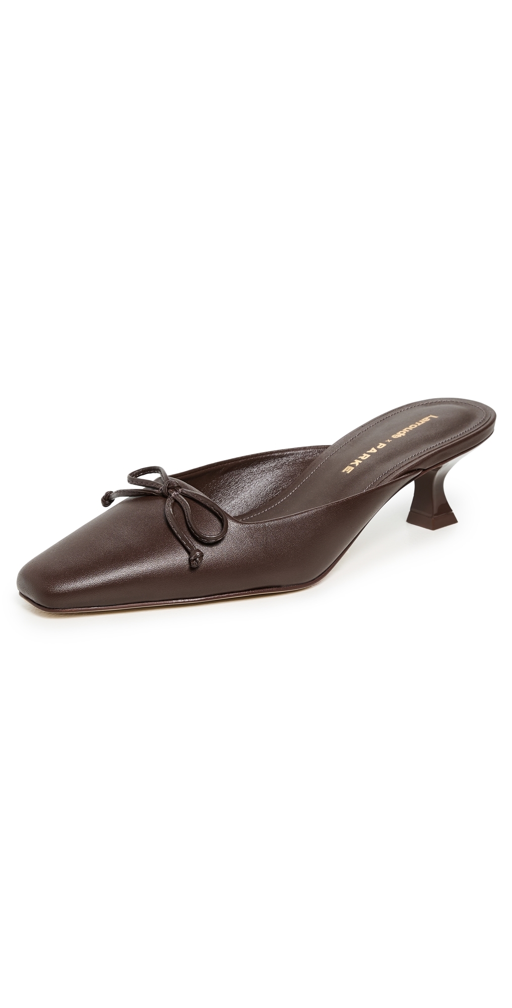 Larroude x Parke Mules Luster Calf Brown