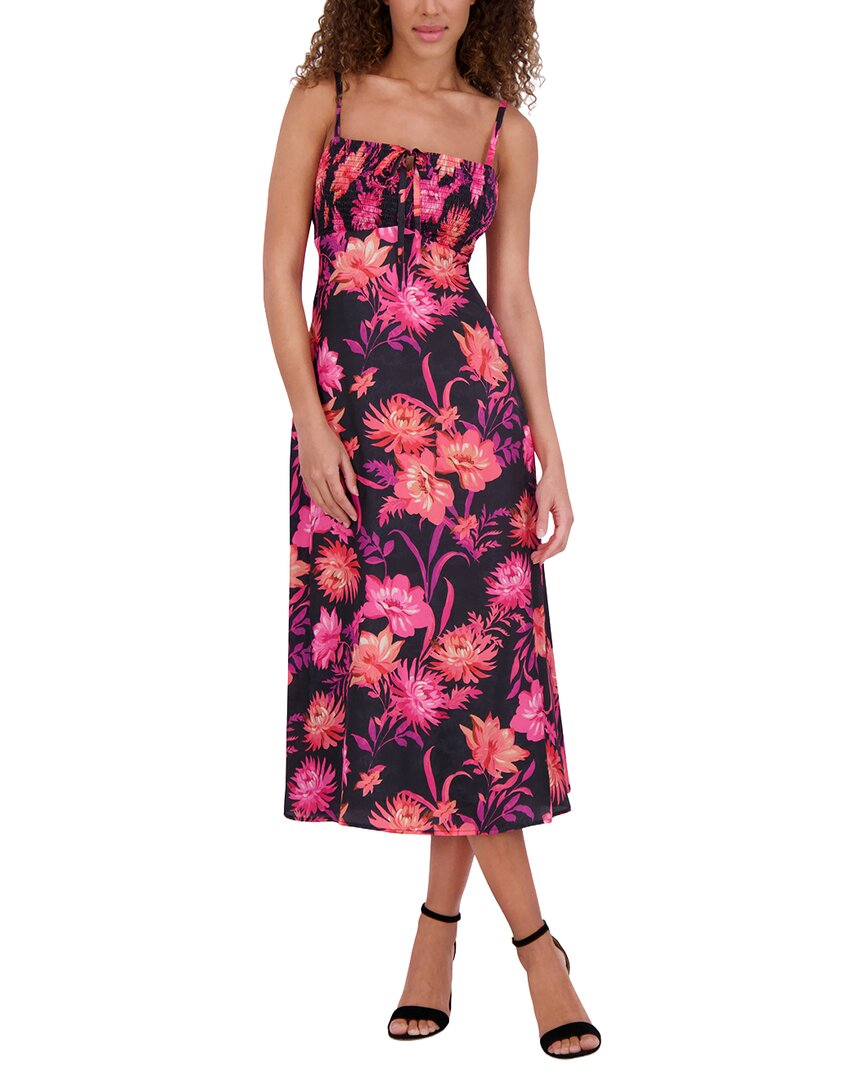 Printed Satin Jacquard Midi Dress