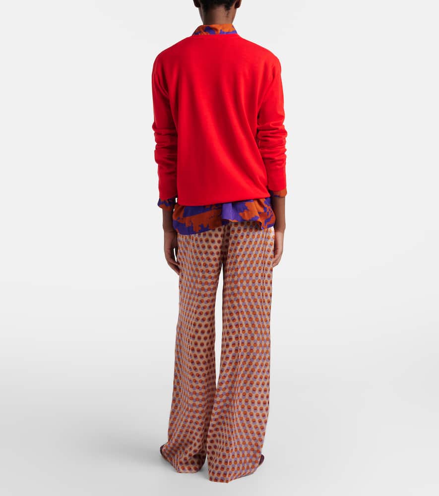 Polka-dot silk wide-leg pants