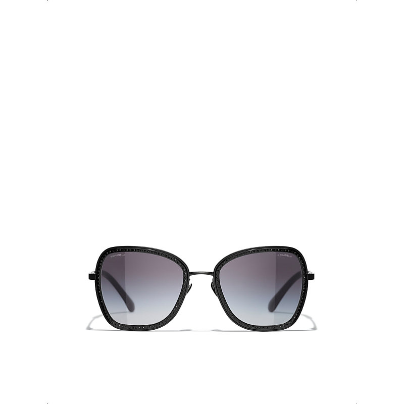 Womens Black Square Sunglasses