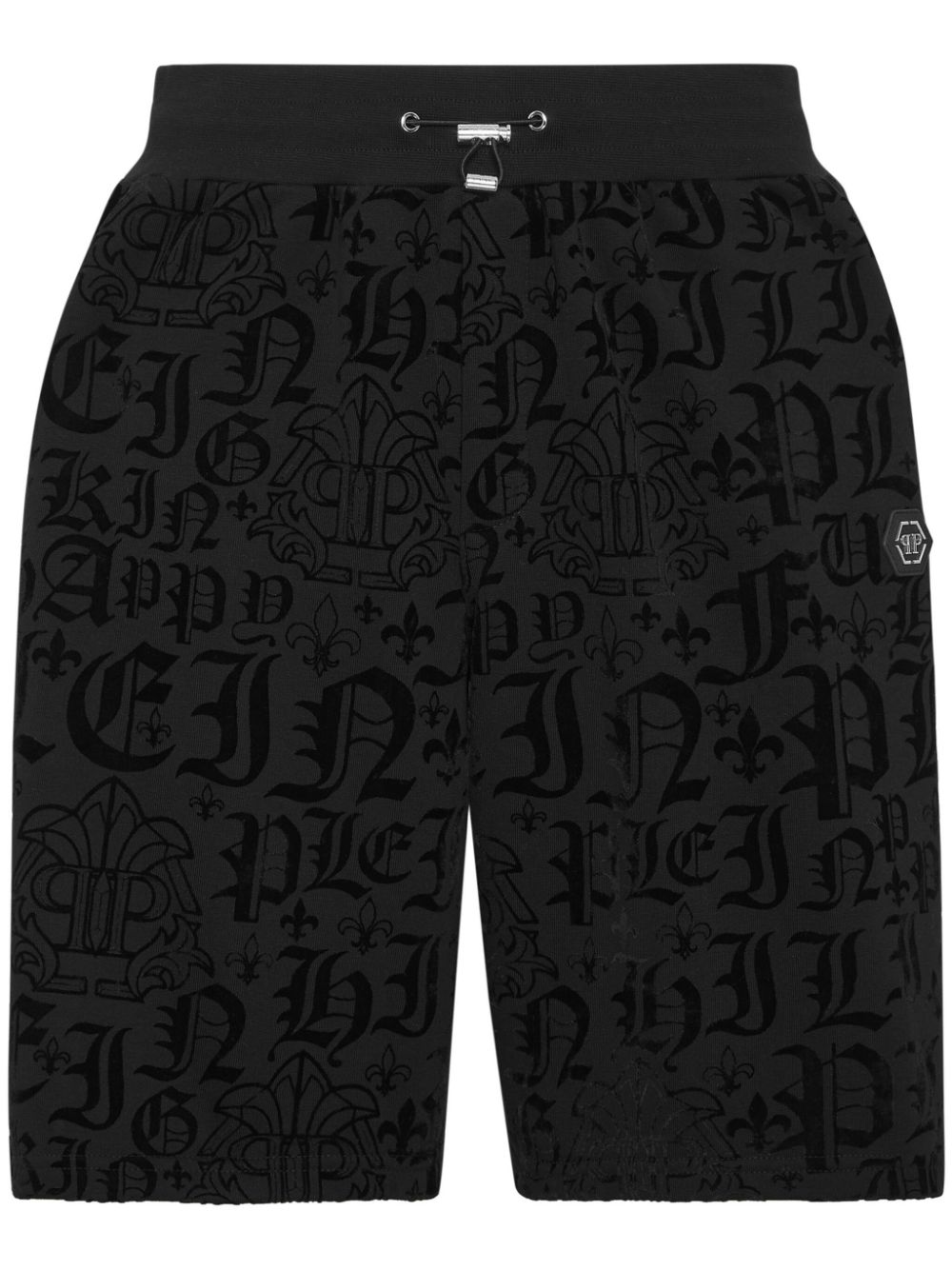Gothic Plein-print track shorts - Black