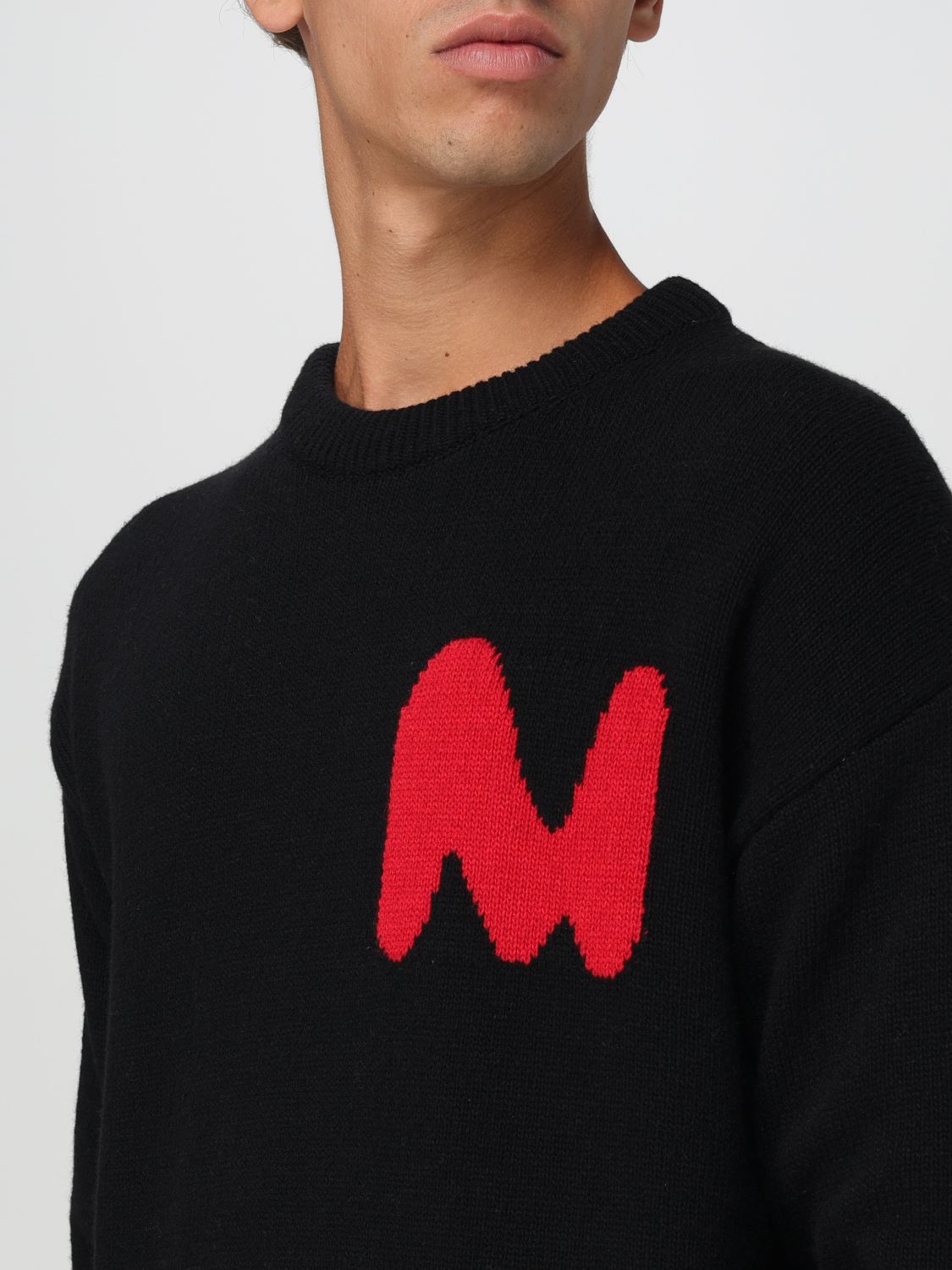 Embroidered-logo knitted jumper - Black