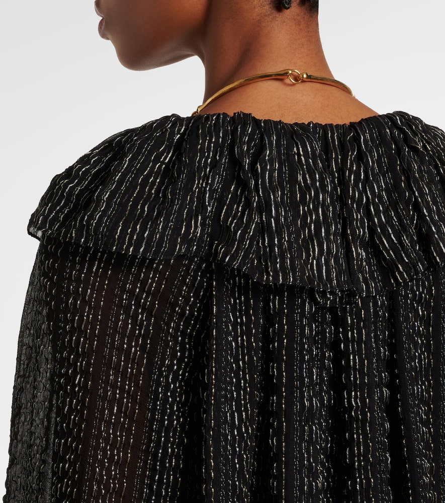 Chloé Ruffled gathered silk-blend gown