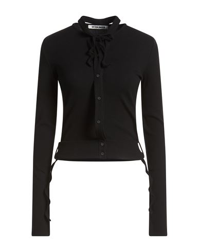 Woman Cardigan Black Size L Organic cotton, Elastane