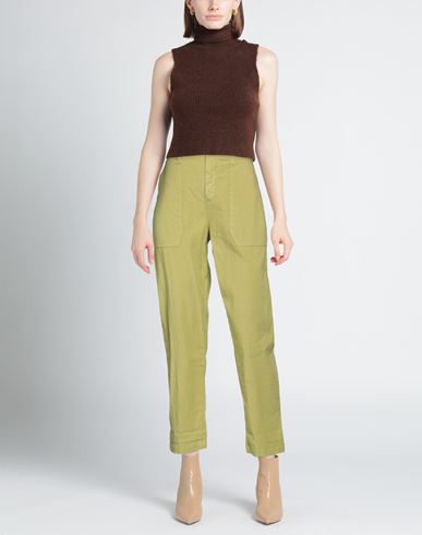 Cigala's Woman Pants Lime green Size 25 Linen, Cotton, Elastane