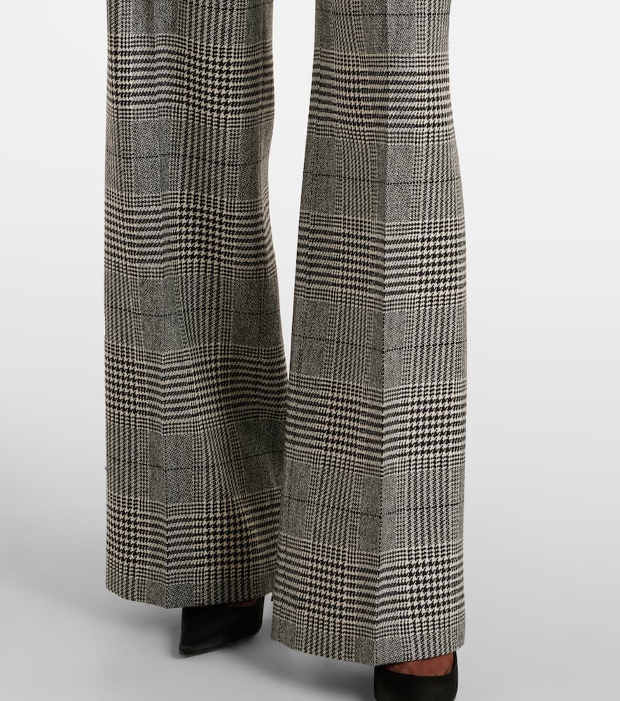 Prince of Wales check wool and cashmere flared pants
