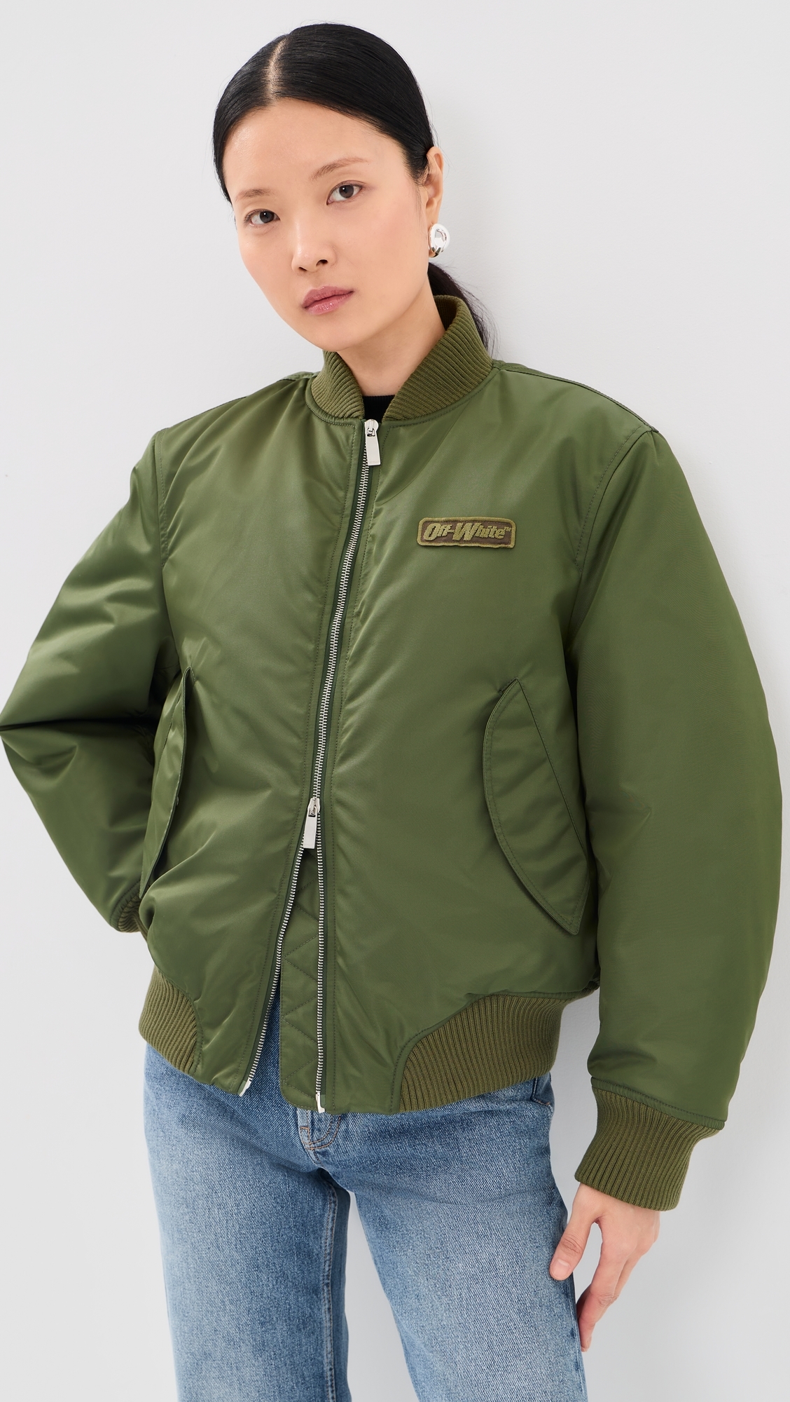 Embroidered Nylon Bomber Jacket Beech