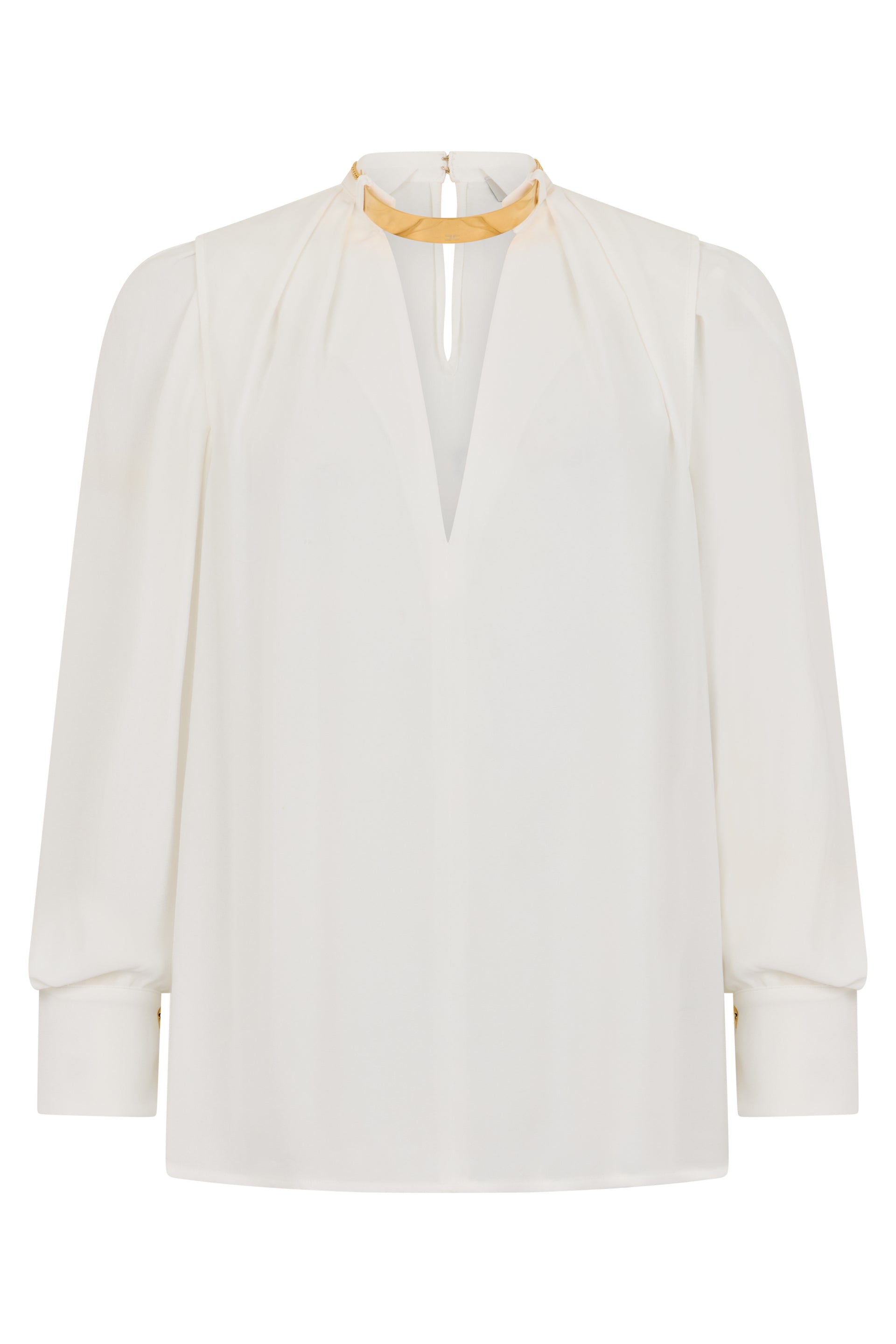 Minimalist Viscose Blouse with Jewel Collar
