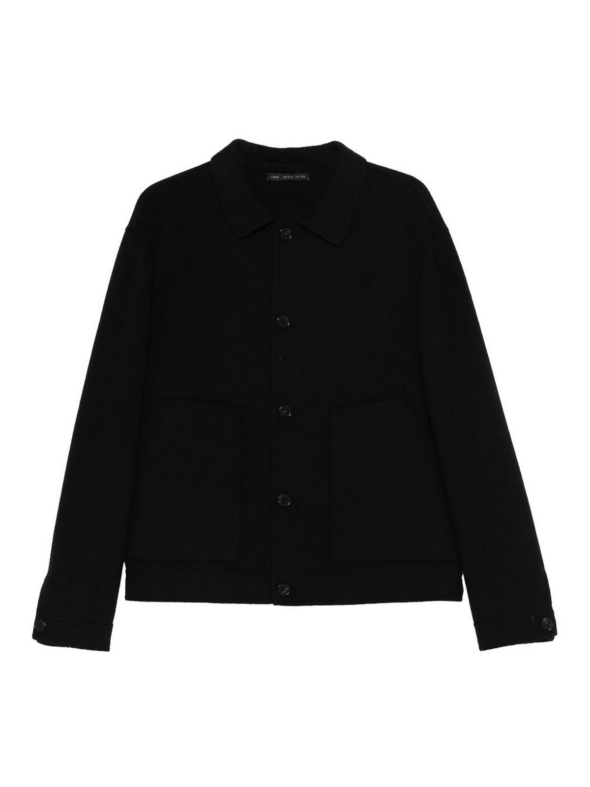 Black Double Wool Jacket With Patch Pockets