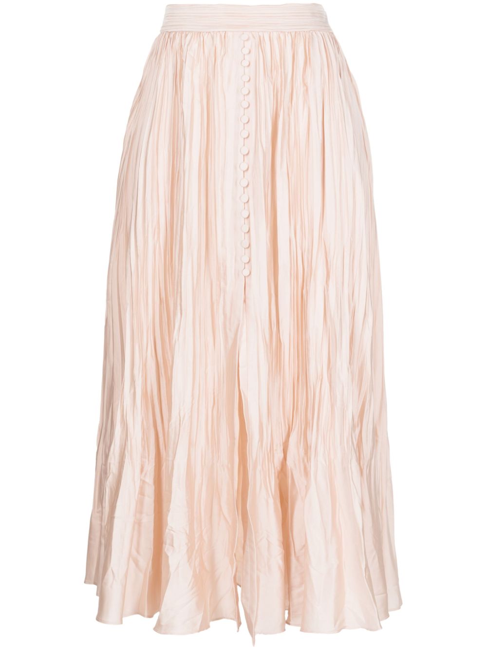Crinkled-finish pleated midi skirt - Pink