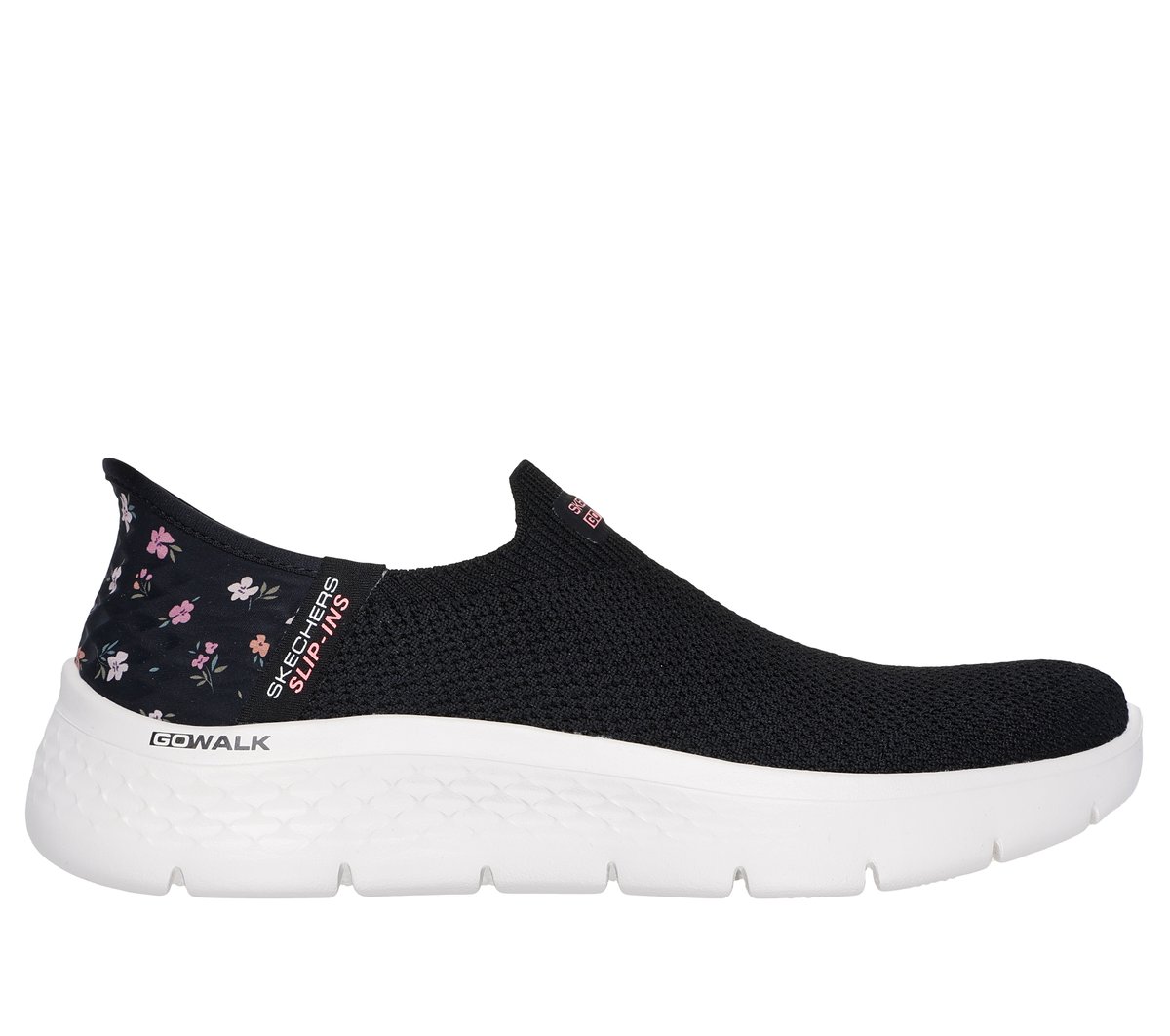Skechers Women's Slip-ins: GO WALK Flex - Sunset Rose Slip-On Shoes in Black/Pink, 3.5 | Textile/Synthetic, Vegan, Machine Washable