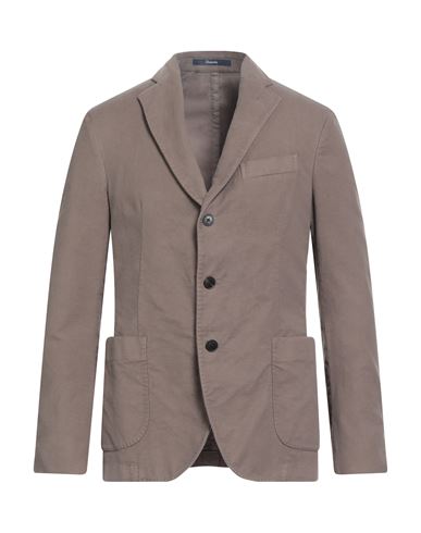Man Blazer Khaki Size 40 Cotton, Elastane