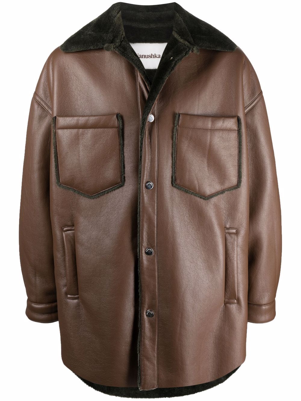 Leather long-sleeve overshirt