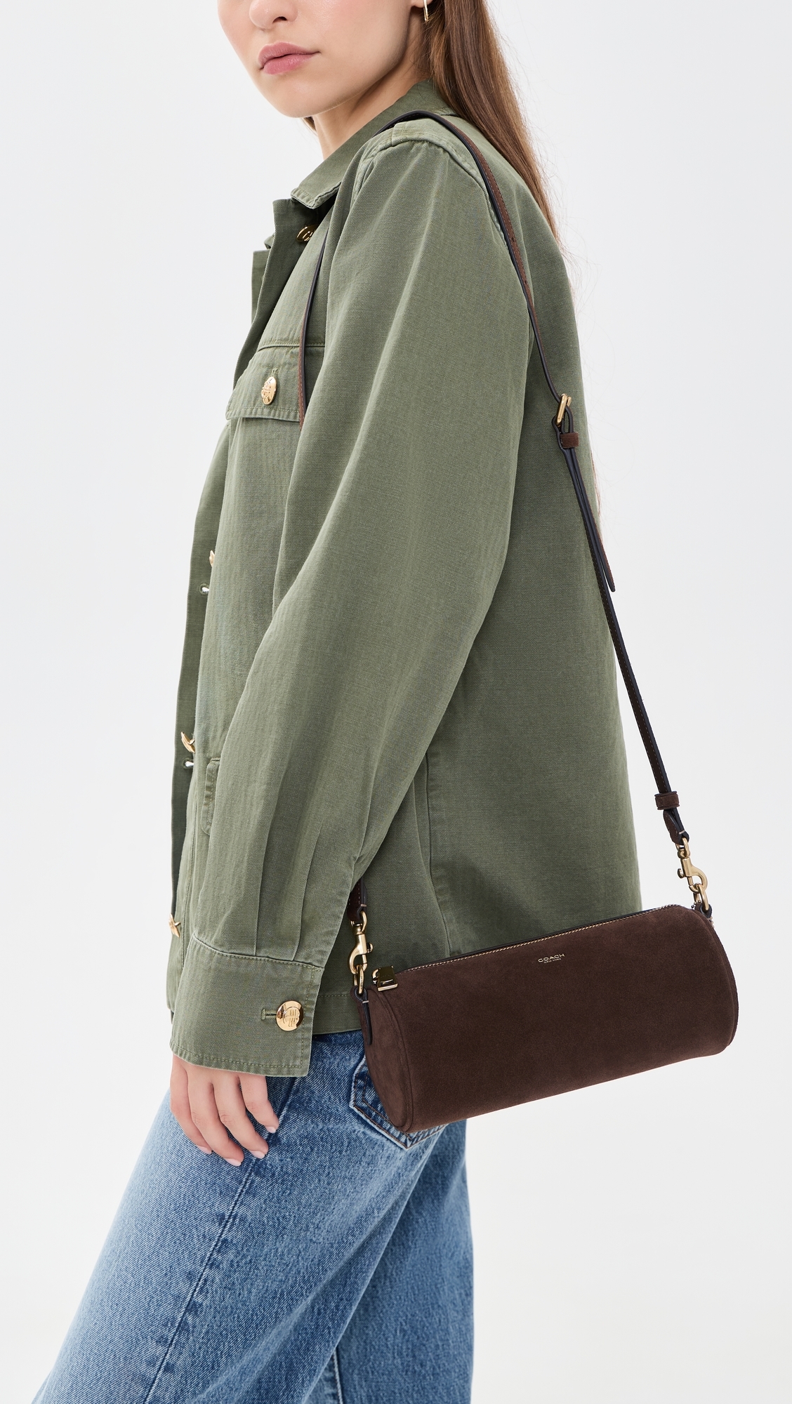 Suede Barrel Bag Dark Chocolate One Size