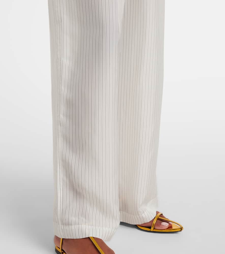 Brenna sheer striped wide-leg pants