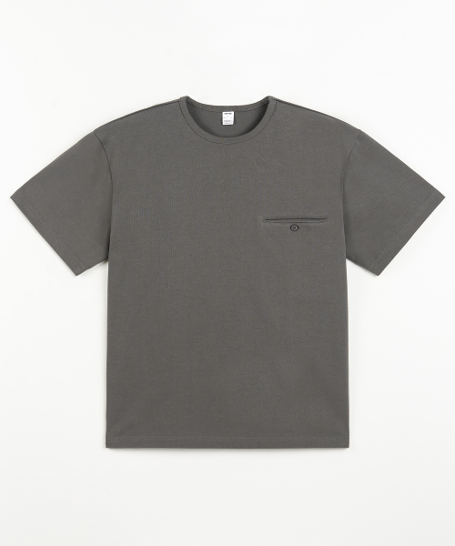 Slim Crop Button Half T-Shirt