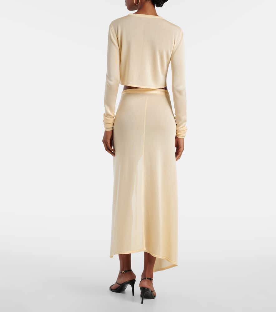 Alsen knitted sheer wrap skirt