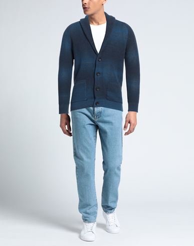 Man Cardigan Navy Size 40 Cotton, Polyamide