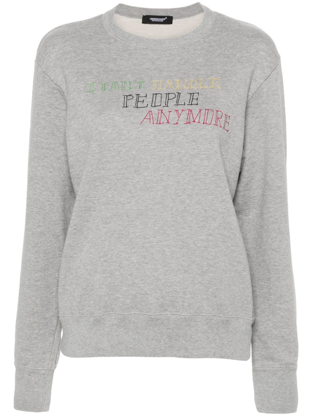 Slogan-embroidered cotton sweatshirt - Grey