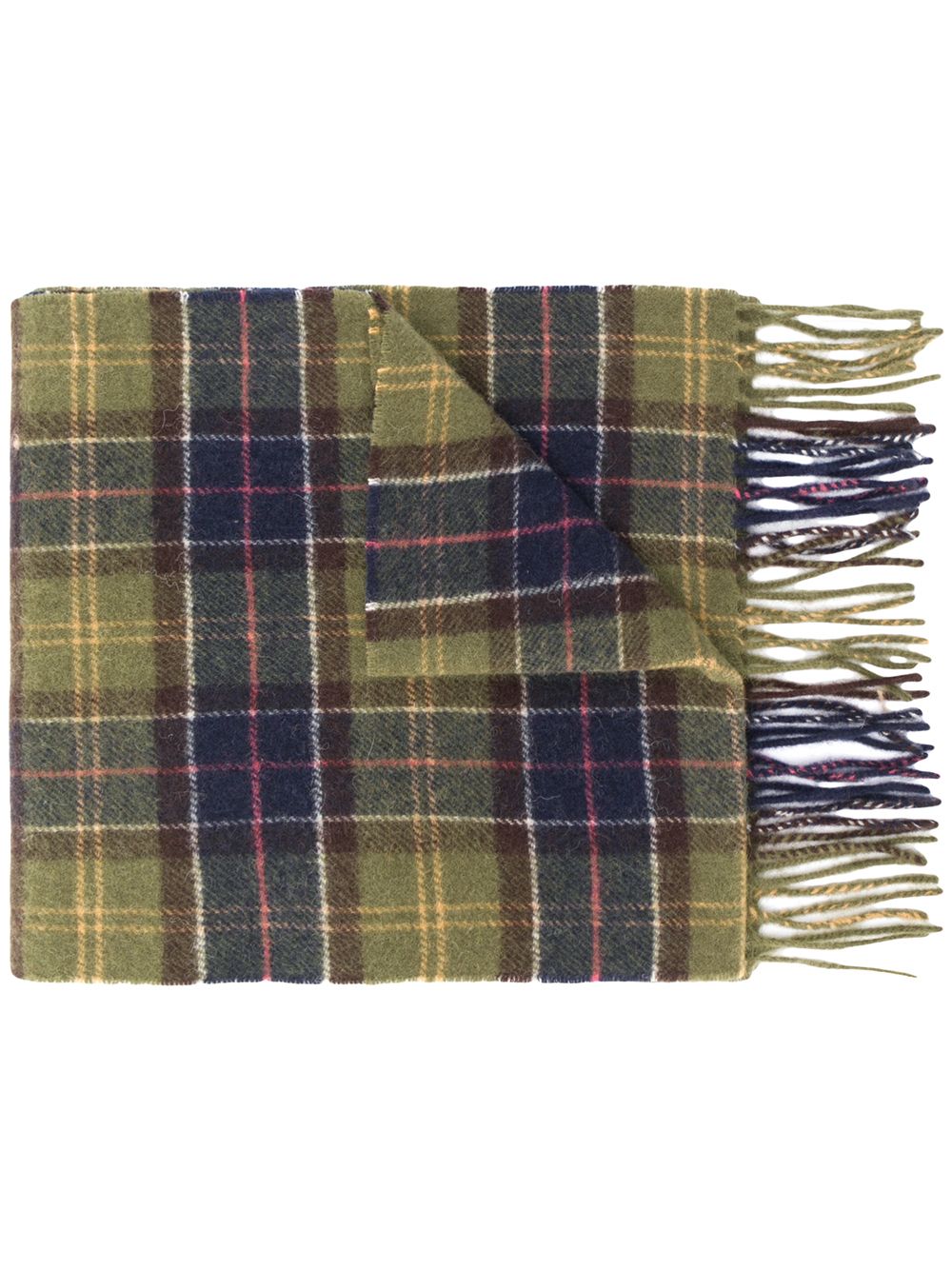 Tartan-print knitted scarf