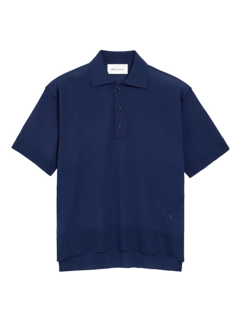 Ami Paris - polo collar t shirt heart embroidery