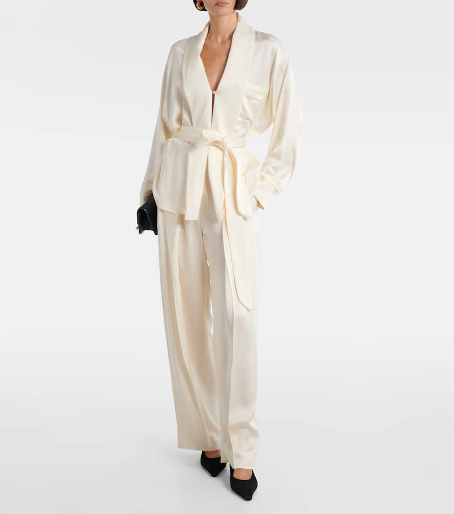 Satin wide-leg pants