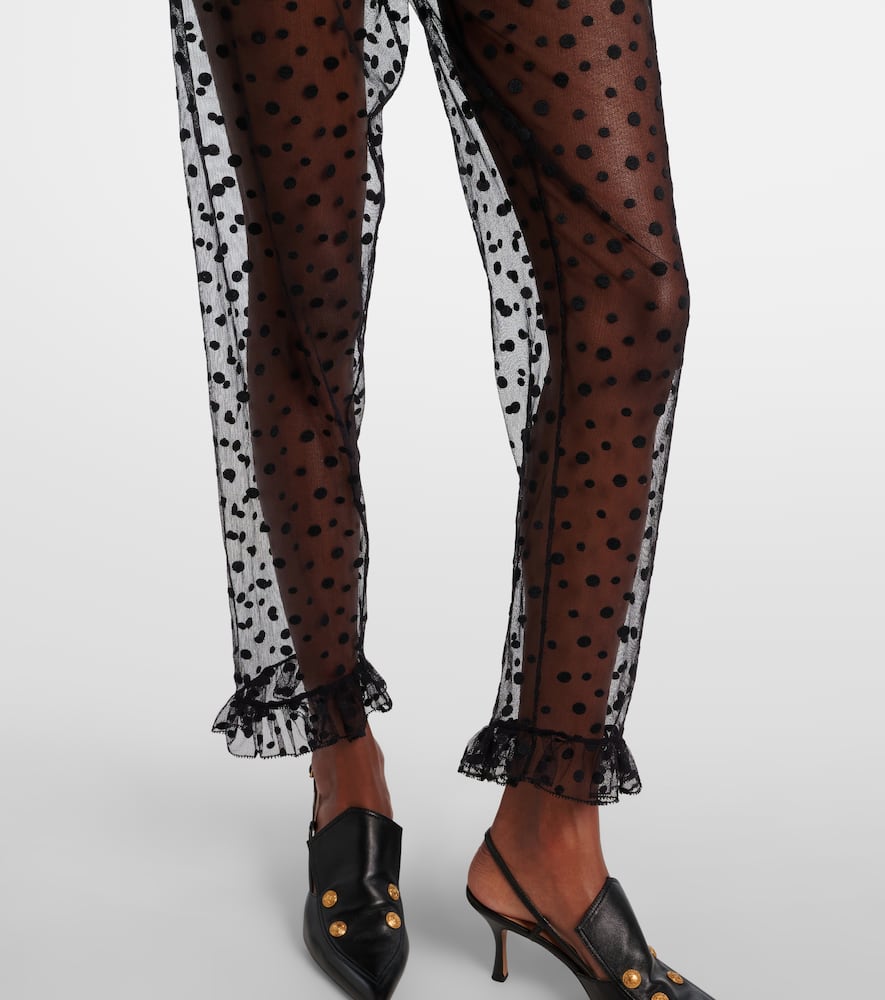 Chloé Polka-dot cotton-blend tulle straight pants