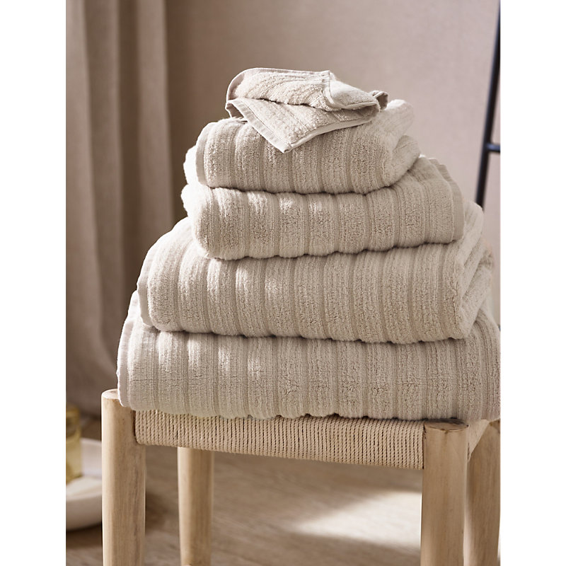 Oatmeal Ribbed Hydrocotton Hand Towel 50cm x 90cm Face Cloth