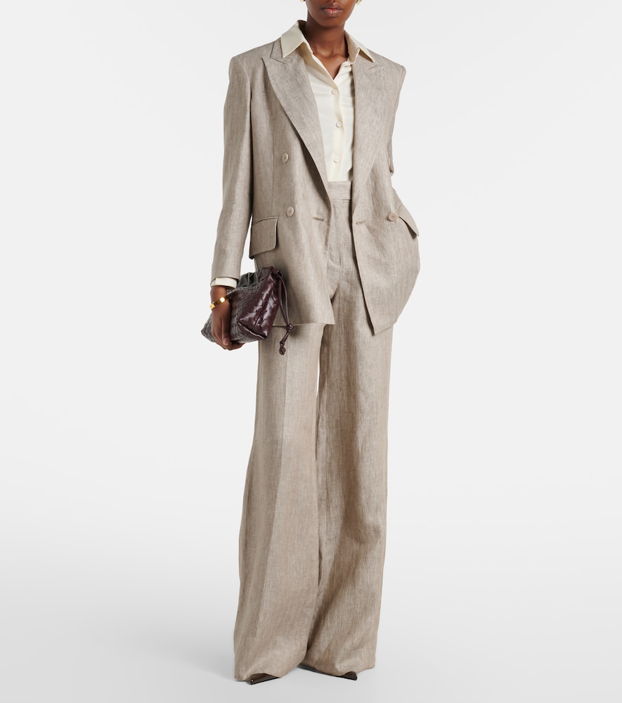 Deserto herringbone linen wide-leg pants
