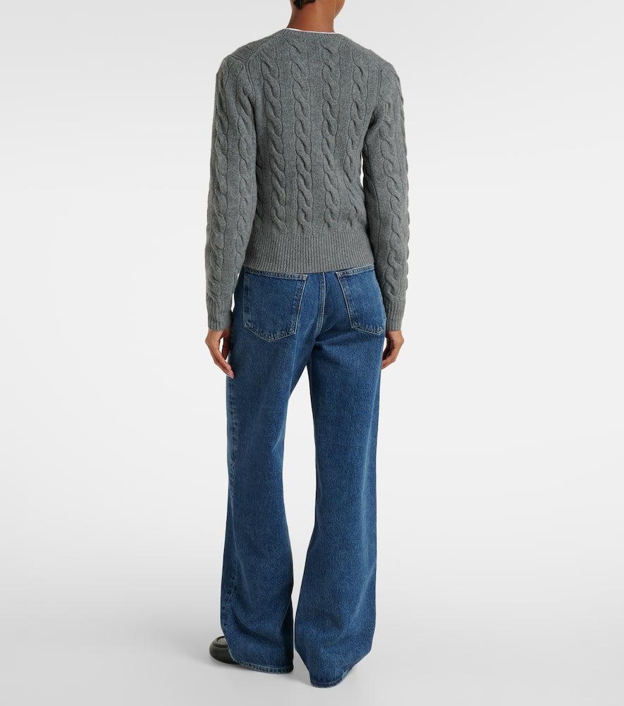 Cable-knit wool and cashmere cardigan