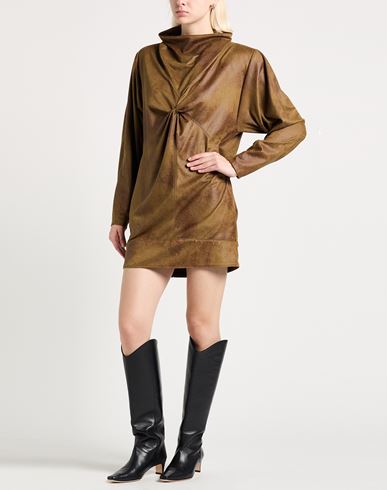 Woman Mini dress Khaki Size 4 Polyester, Elastane