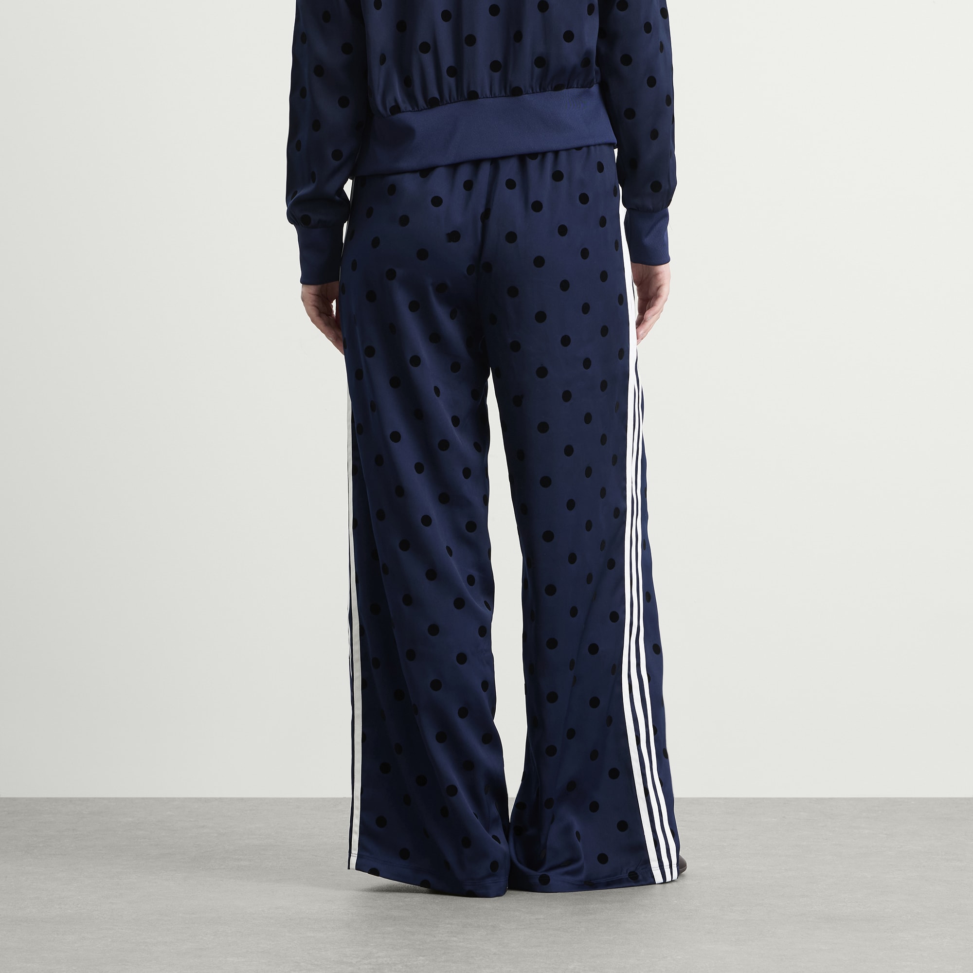 Women's Satin Polka Dots Wide Leg Pant in Night Indigo