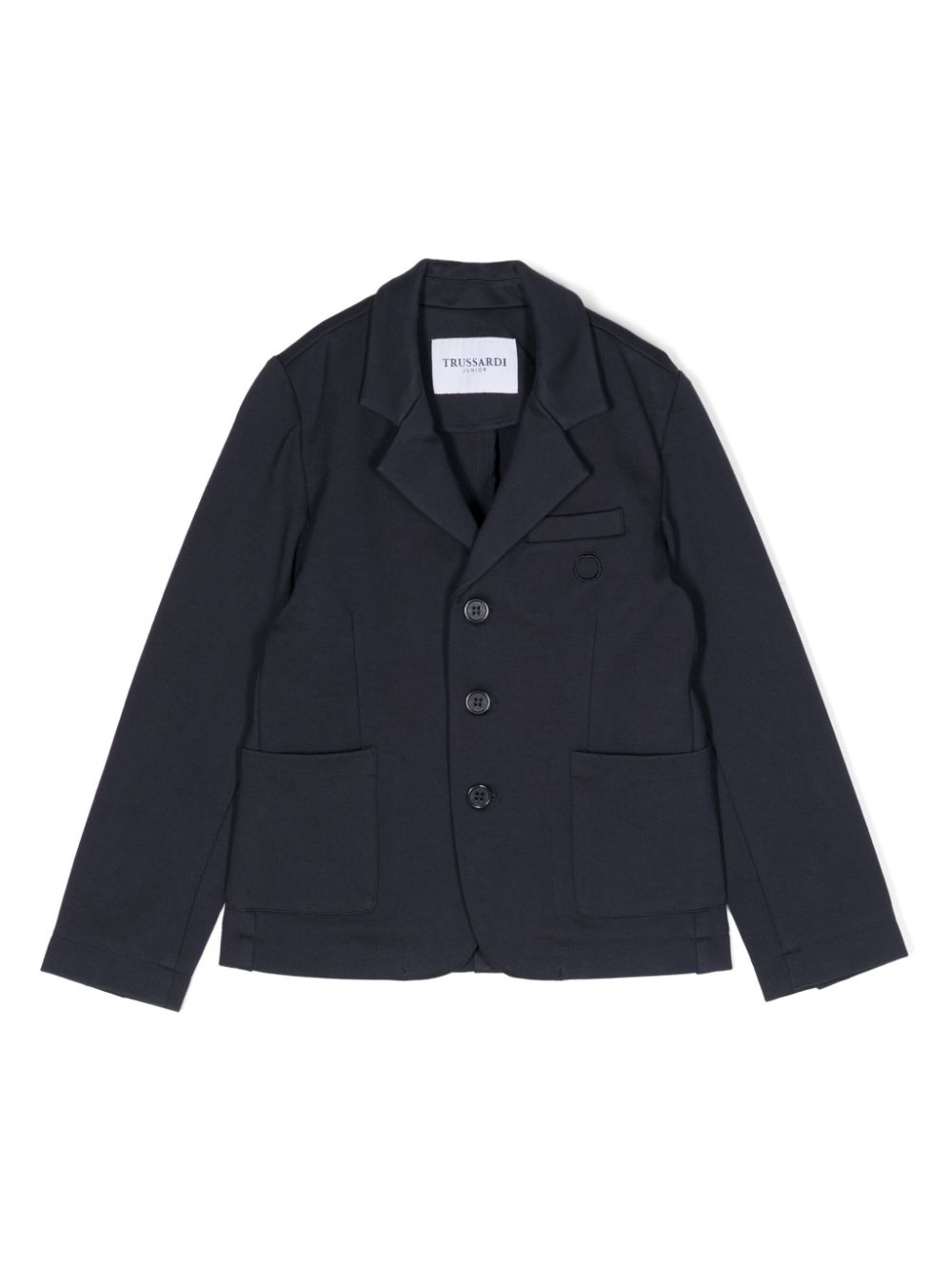 Logo-embroidered single-breasted blazer - Blue