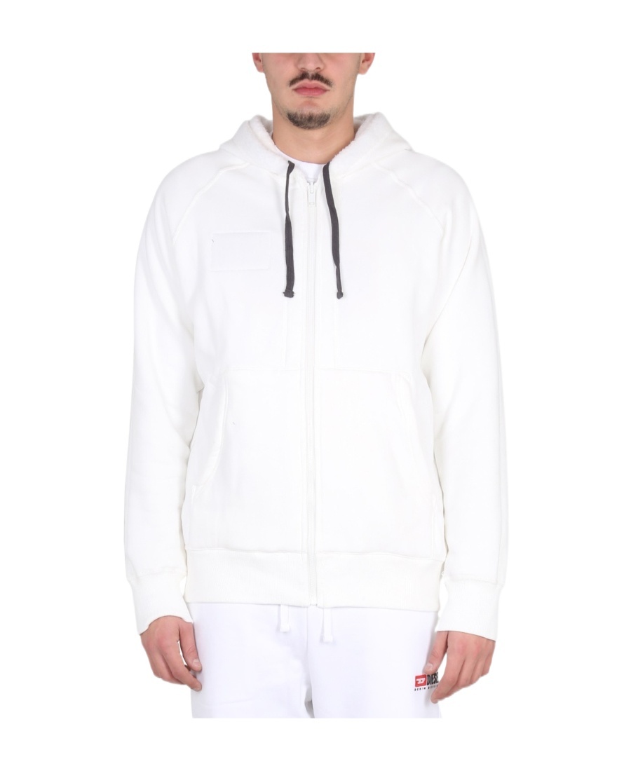 Diesel Logo Patch Drawstring Shearling Hoodie