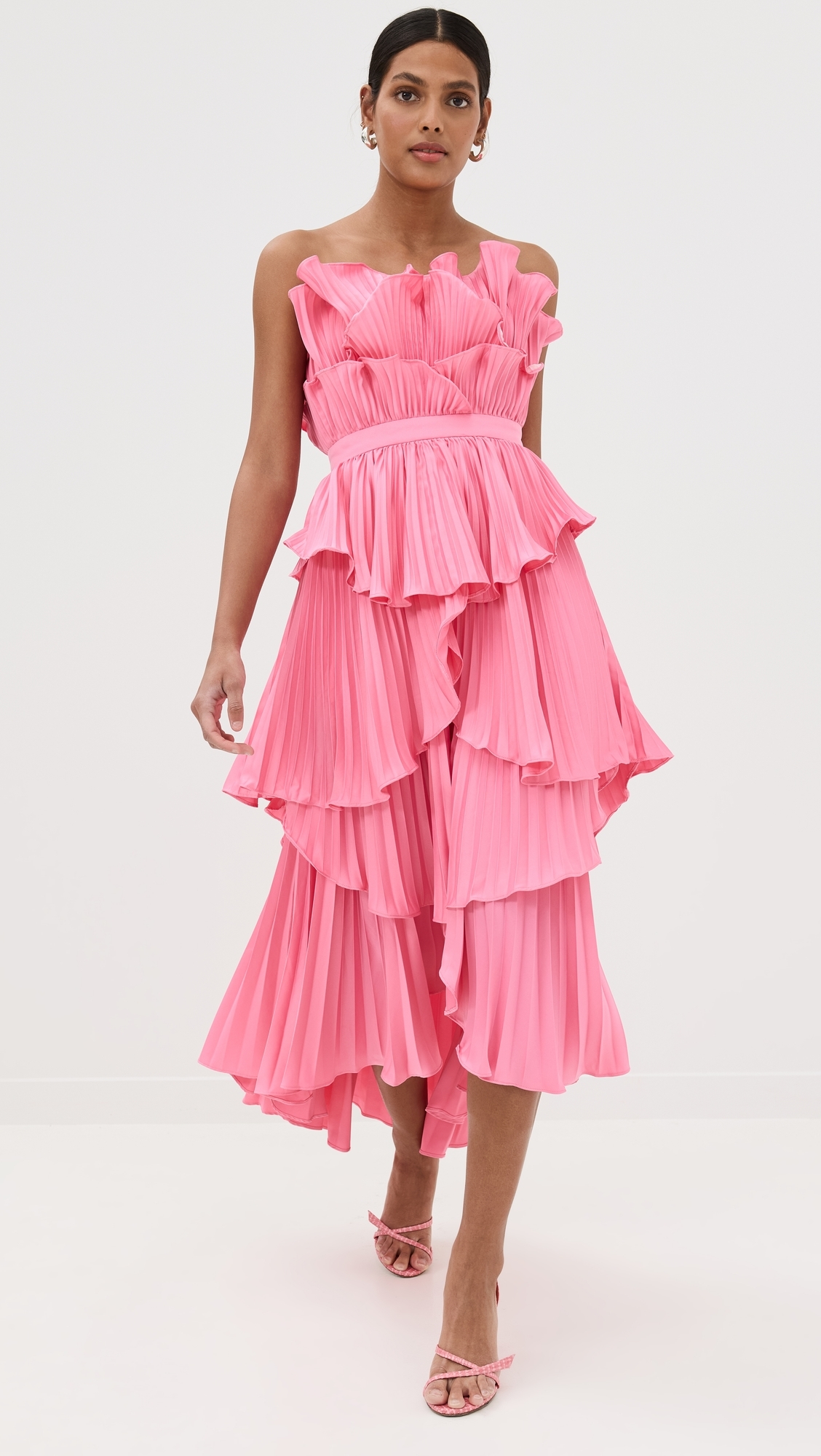 Judah Scallop Pleated Dress Calla Lily