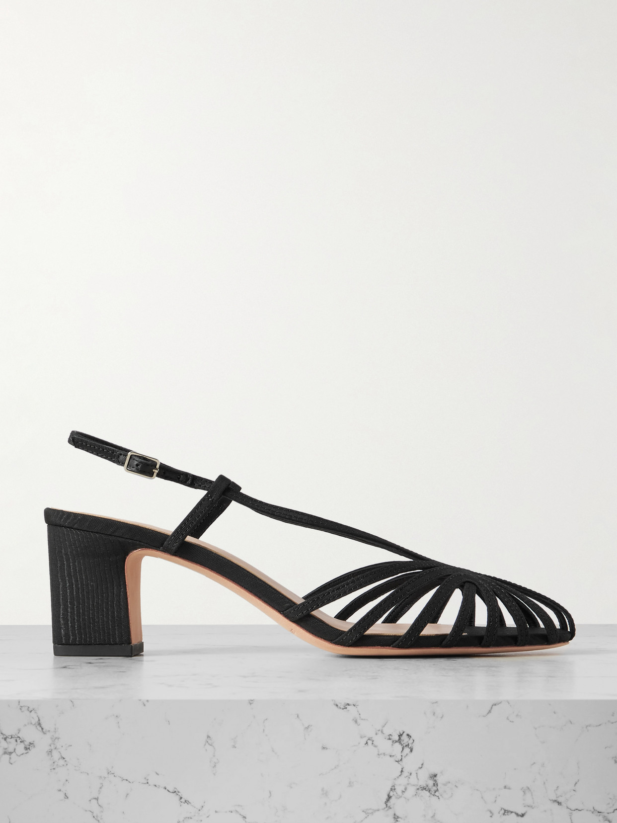 Priscilla Moiré Sandals - Black
