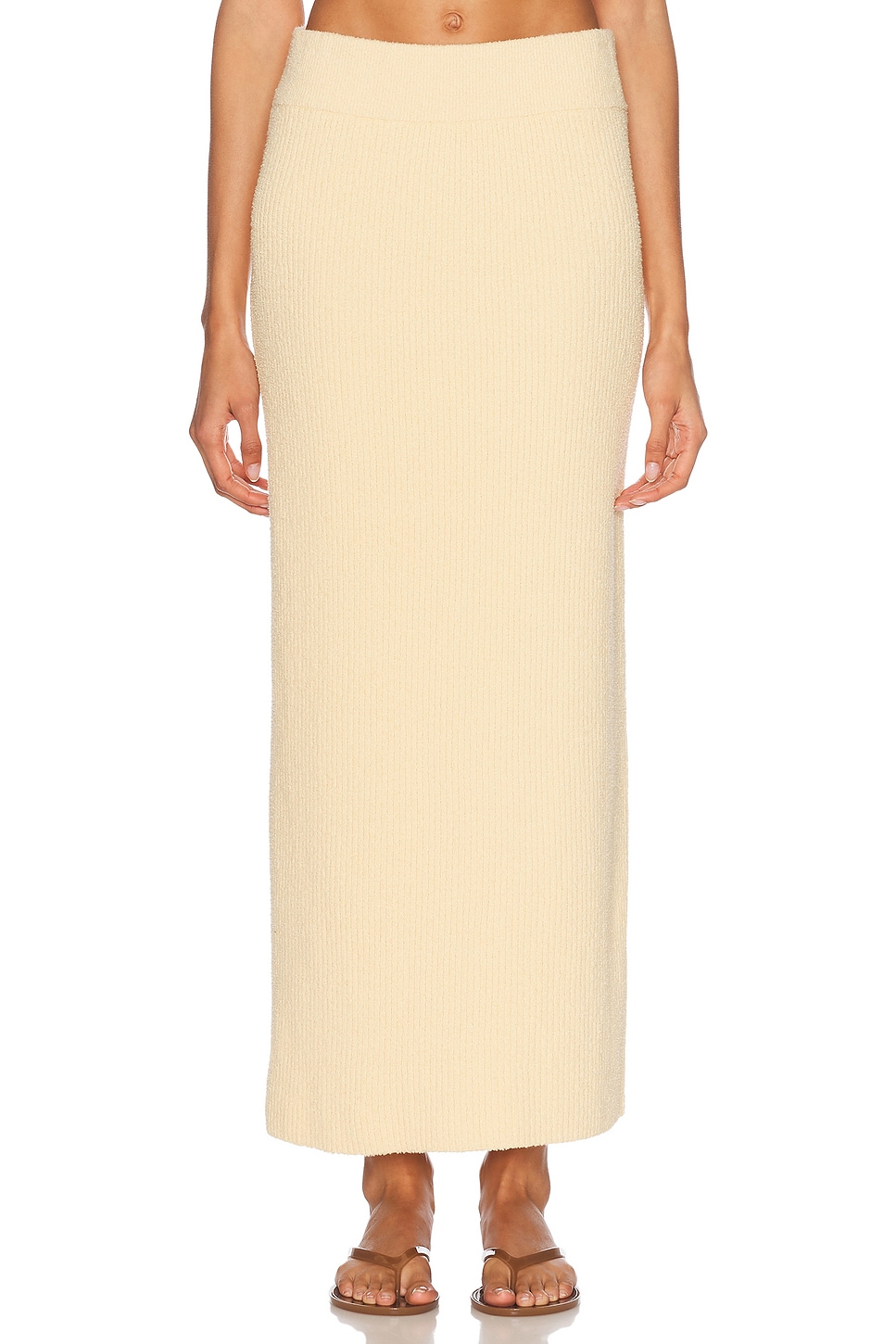 Enza Costa Boucle Knit Skirt in Bleached Sand - Cream.  XS also in L