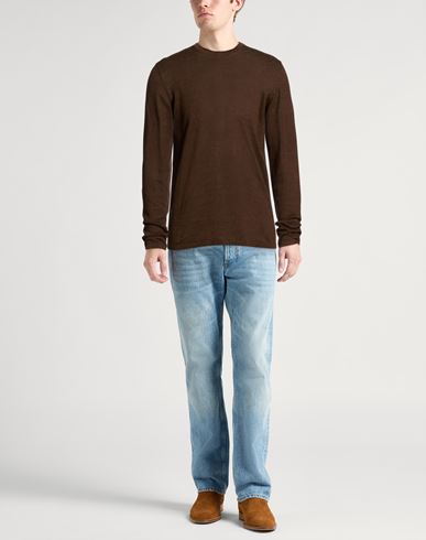 Man Sweater Chocolate brown Size 38 Linen
