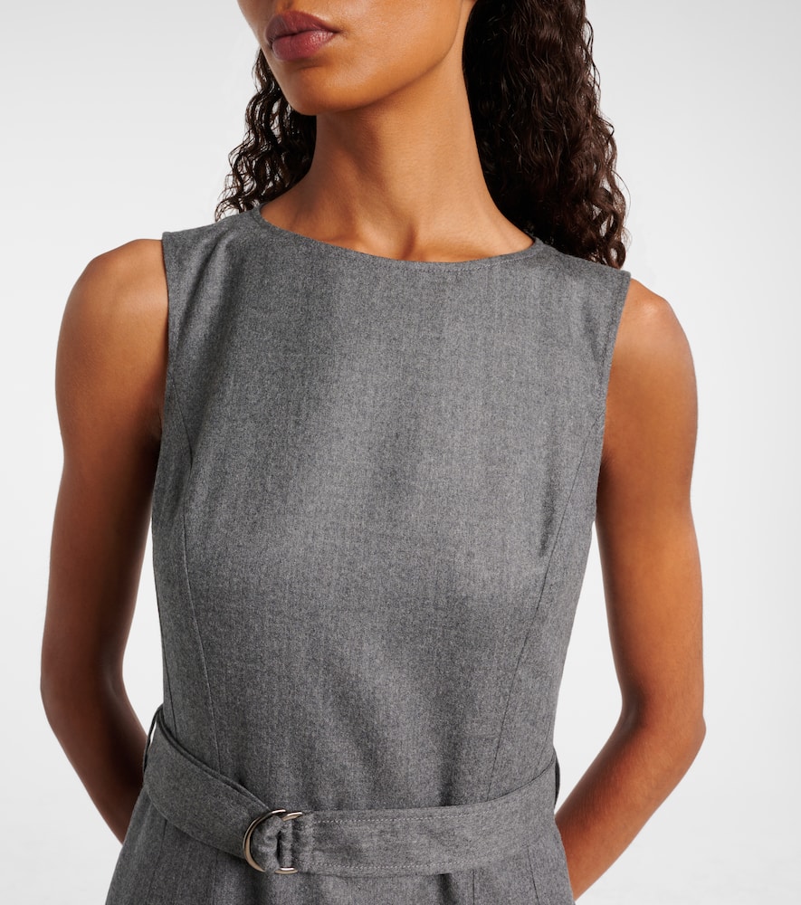 Belted virgin wool midi dress