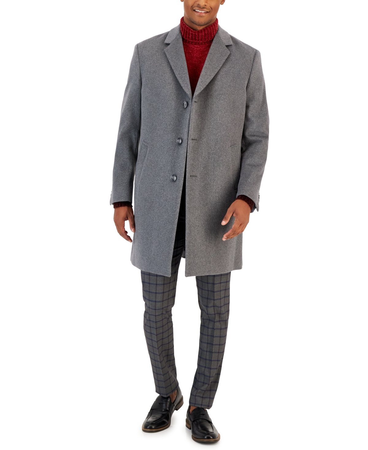 Men's Classic-Fit Camber Wool Overcoat - Light Grey