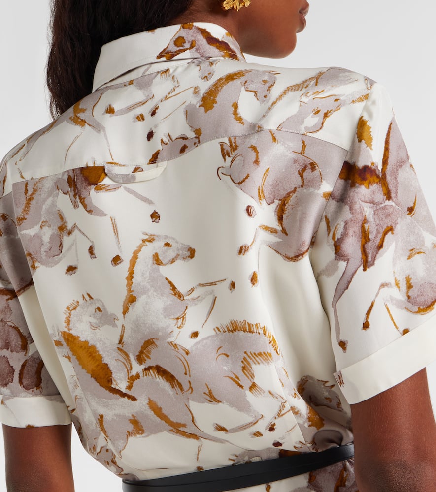 Kiera printed silk shirt dress