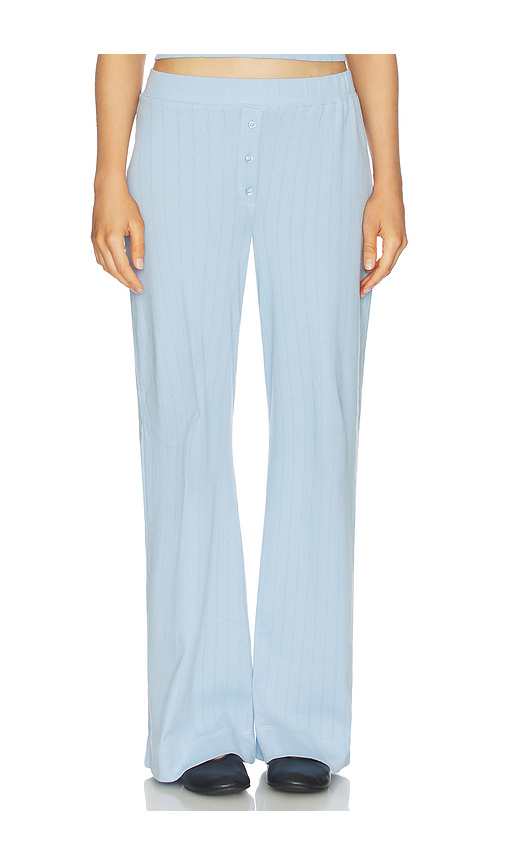 VIR VITA Pointelle Lounge Pant in Baby Blue. M. Also in L, S
