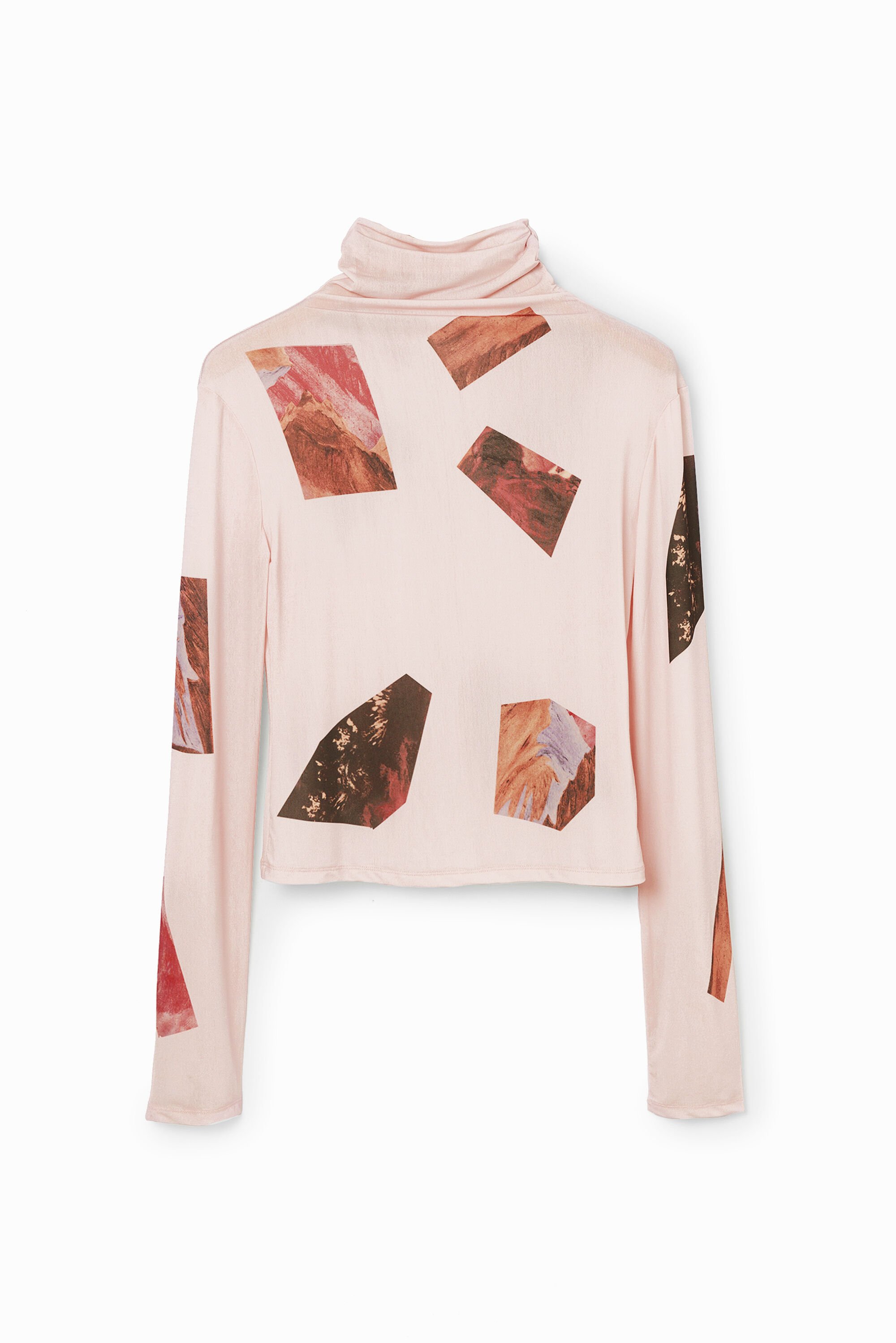 Slim high neck collage T-shirt