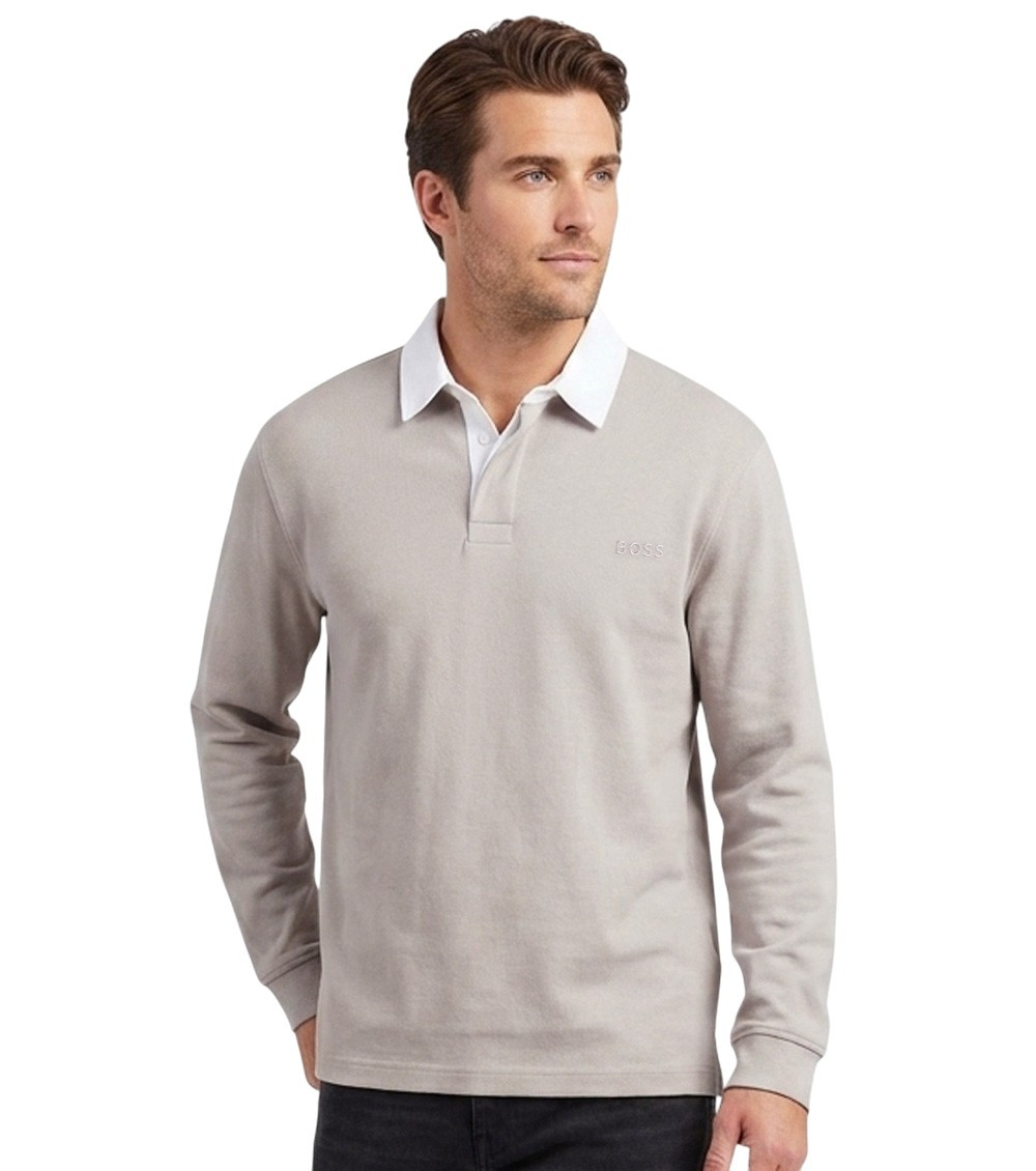 Grey Solid Shirt Collar Polo