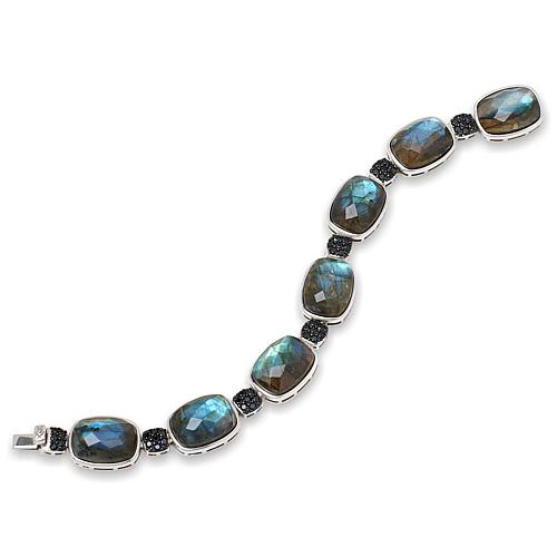 Colleen Lopez Sterling Silver Labradorite & Black Spinel Line Bracelet - Silver