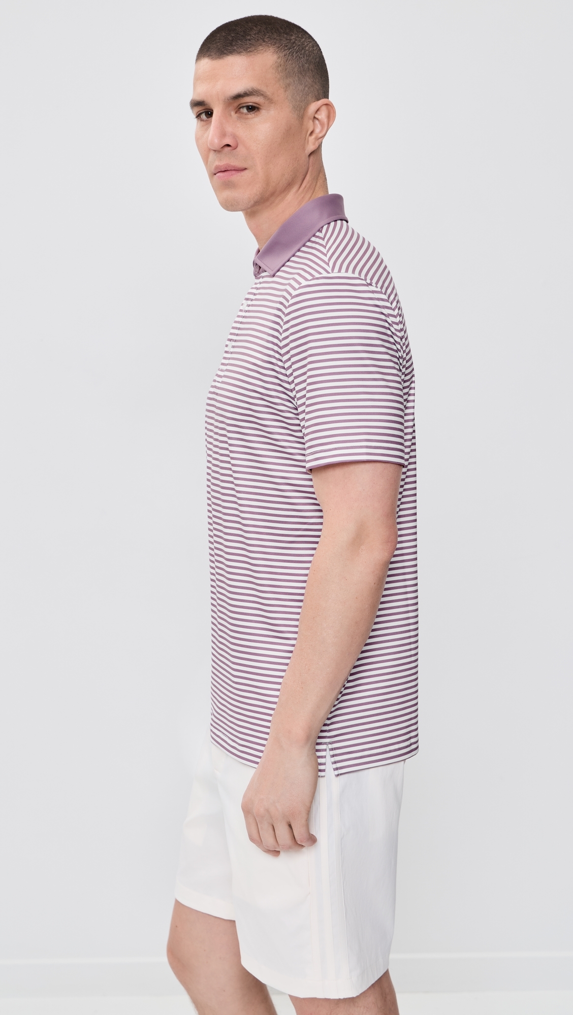 Striped Baker Polo Shirt Lilac