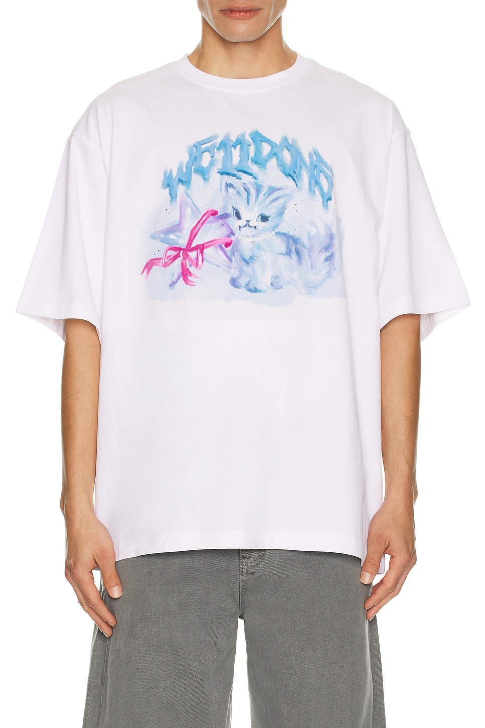 WE11DONE Watercolor Monster T-Shirt in White - White. L also in S, M, XL/1X