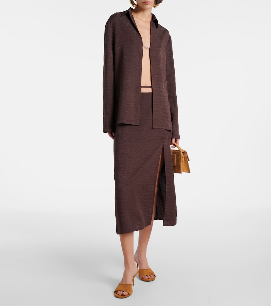 Jacquemus Cubisto 70 croc-effect suede mules