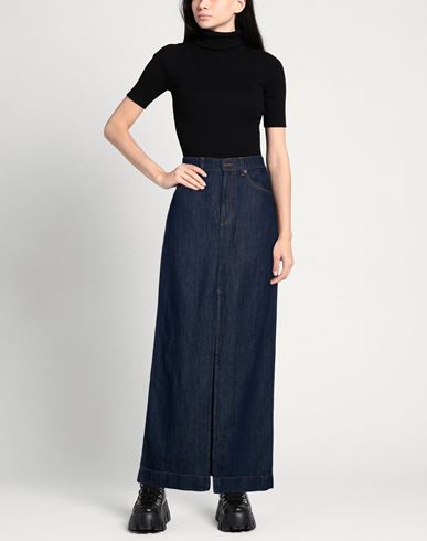 Woman Denim skirt Blue Size 24 Cotton, Linen