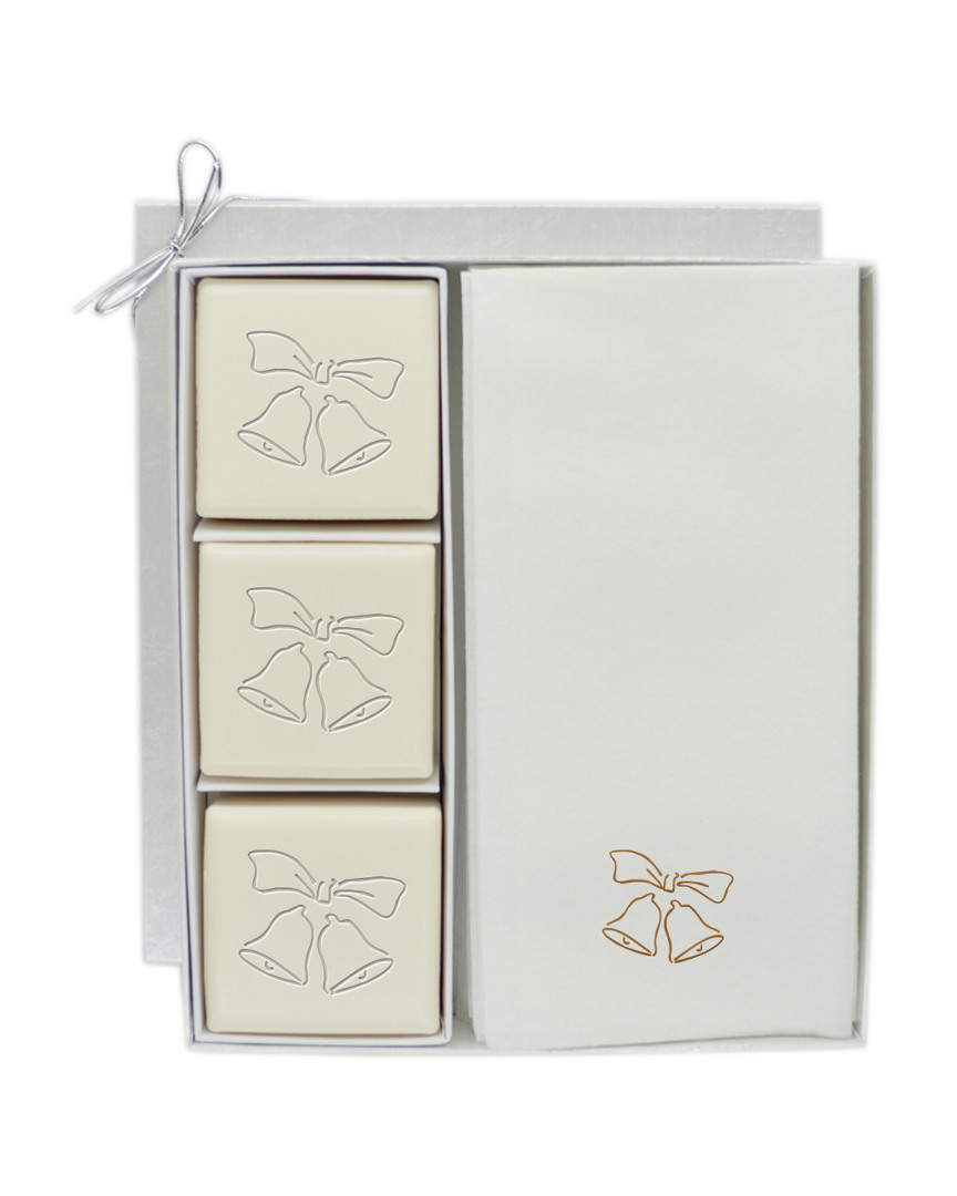 Bells Motif 3Pc Soap Set With 12 Gold Embossed Towels